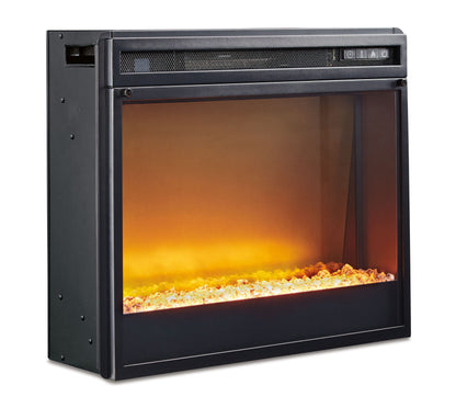 Entertainment - Black - Fireplace Insert Glass/Stone