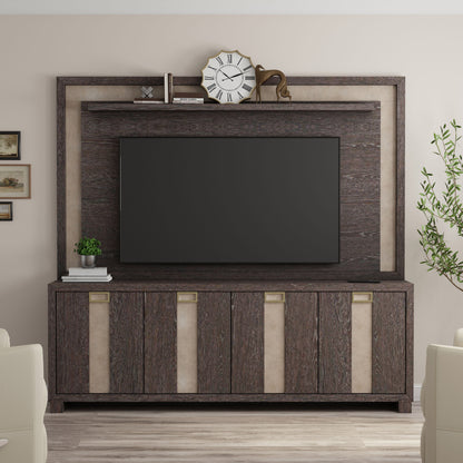 Ascent - 90 In. Tv Console With Hutch And Back Panel - Dark Chocolate