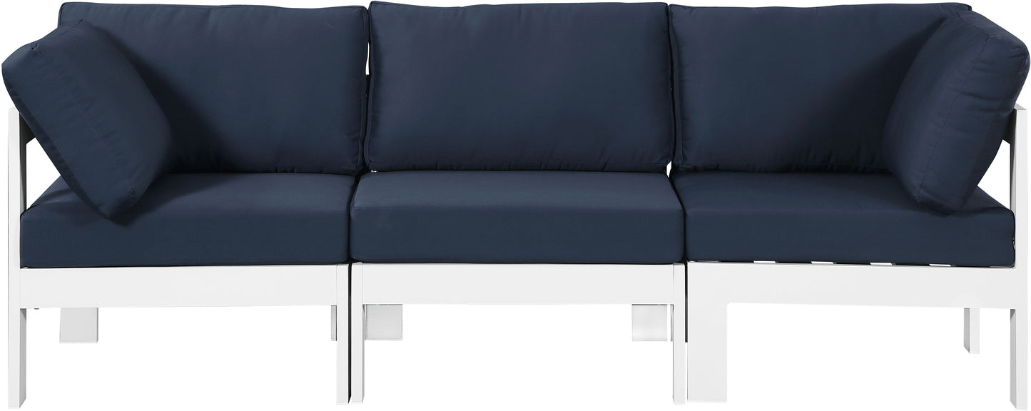 Nizuc - Outdoor Patio Modular Sofa 3 Seats- Navy - Modern & Contemporary