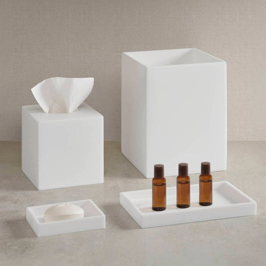 Clear Resin - Bath Accessories Set - Frosted White