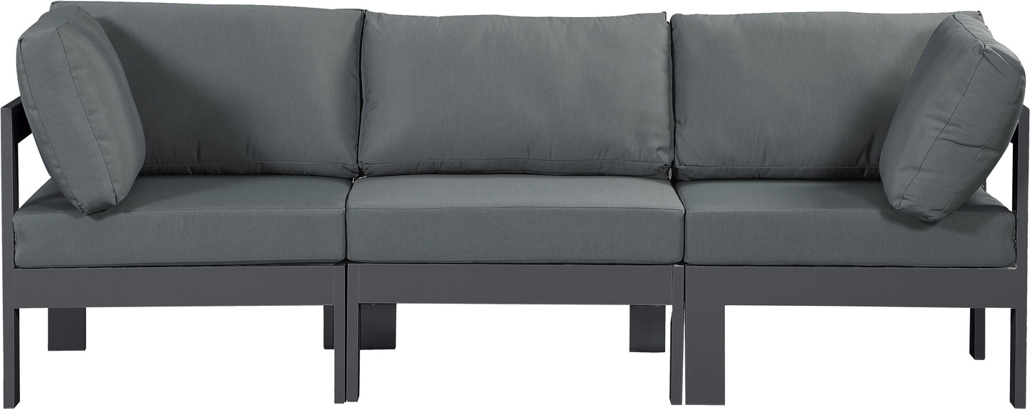 Nizuc - Outdoor Patio Modular Sofa 3 Seats - Grey