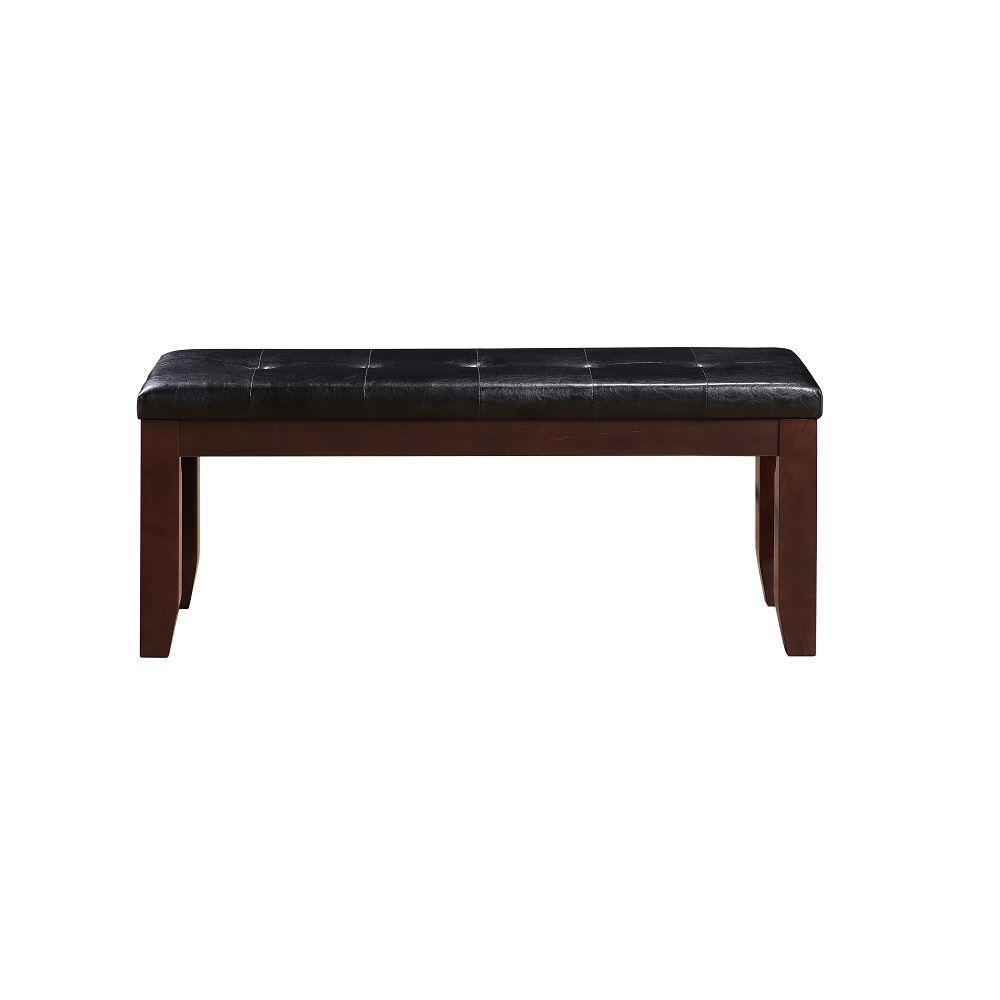 Urbana - Bench - Black Synthetic Leather & Cherry Finish