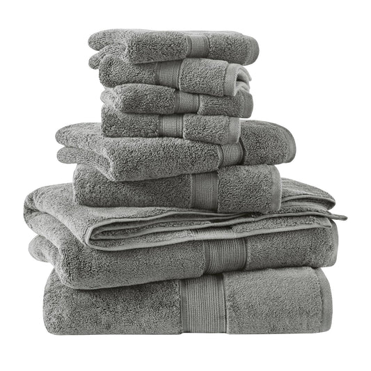 800GSM - 8 Piece Antimicrobial Towel Set - Gray
