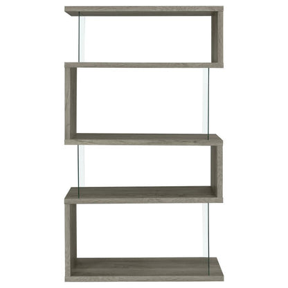 Emelle - 4-Shelf Glass Panel Bookshelf