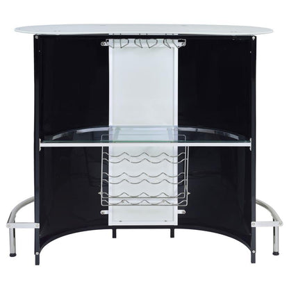 Lacewing - 1-Shelf Bar Unit - Glossy Black And White