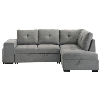 Roanne - Fabric Upholstered Sleeper Sectional Sofa - Gray