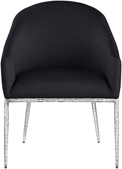 Ferro - Upholstered Dining Arm Chair With Brushed Silver Legs