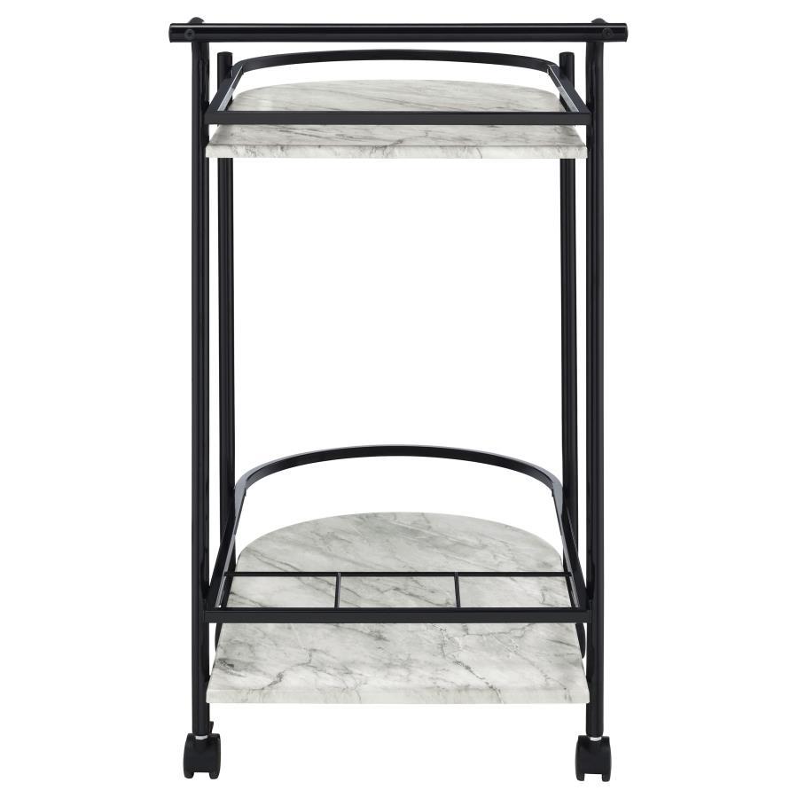 Desiree - 2-Tier Faux Marble Shelf Metal Bar Cart