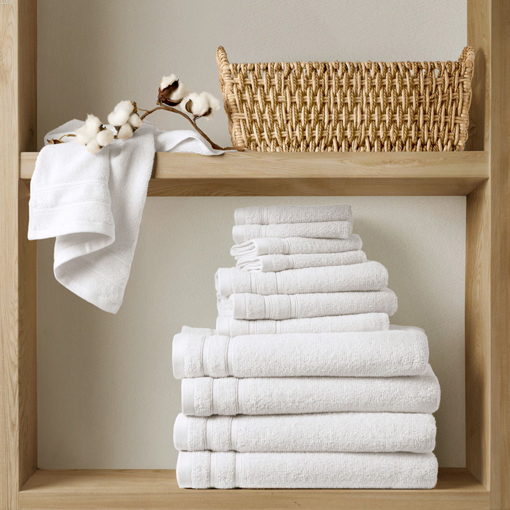 400GSM Essential Bundle Quick Dry 12 Piece Towel Set - White