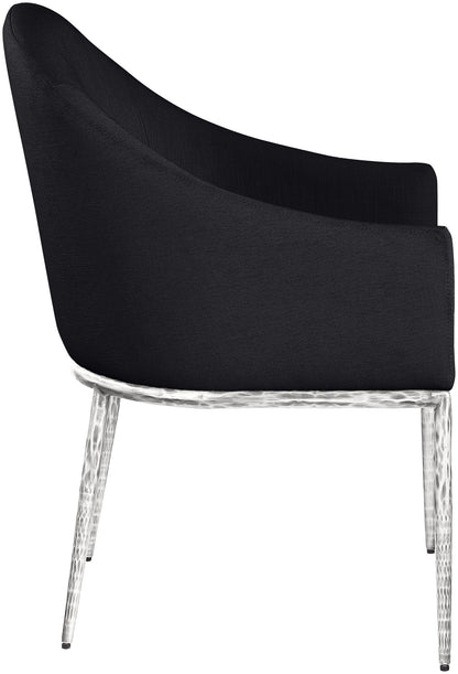 Ferro - Upholstered Dining Arm Chair With Brushed Silver Legs