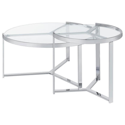 Delia - 2 Piece Round Glass Top Nesting Coffee Table