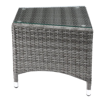 Tashelle - Patio Bistro Set - Gray Fabric & Gray Wicker