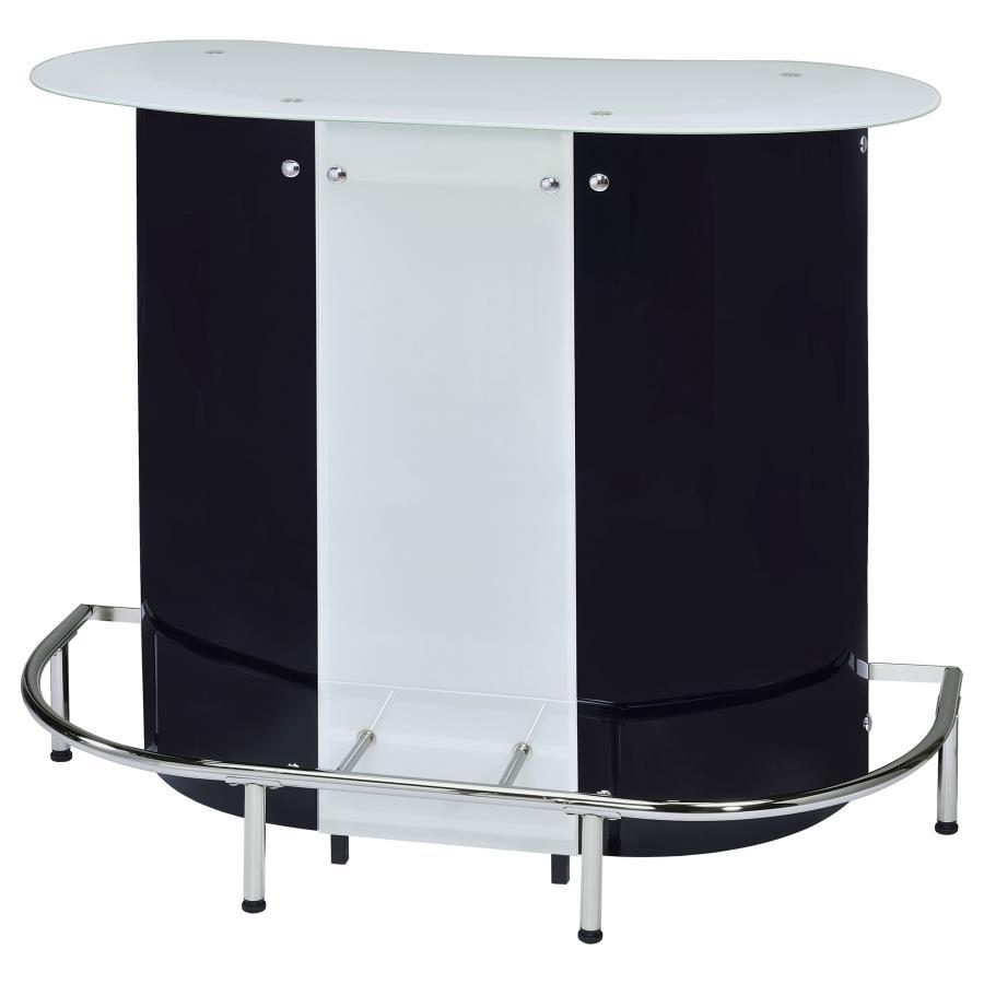 Lacewing - 1-Shelf Bar Unit - Glossy Black And White