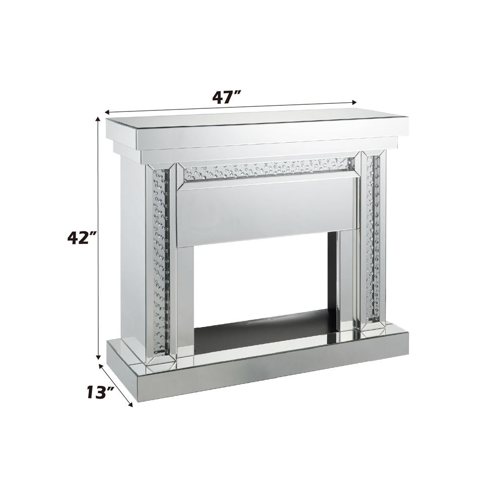 Nysa - 42" Fireplace - Mirrored & Faux Crystals