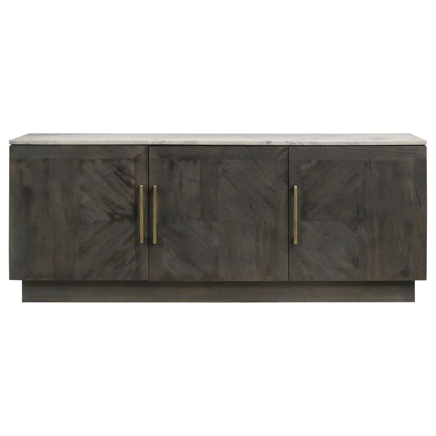 Dennis - 3 Door Marble Top Dining Sideboard Server - White / Tobacco Grey