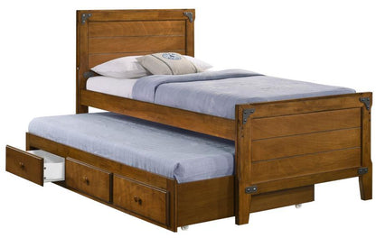 Granger - Wood Twin Storage Captains Bed - Rustic Honey