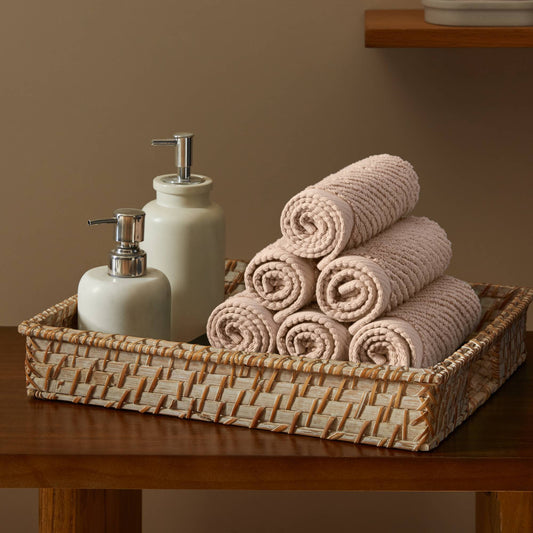 Diagonal Ribbed - 6 Piece Washcloths Set - Beige