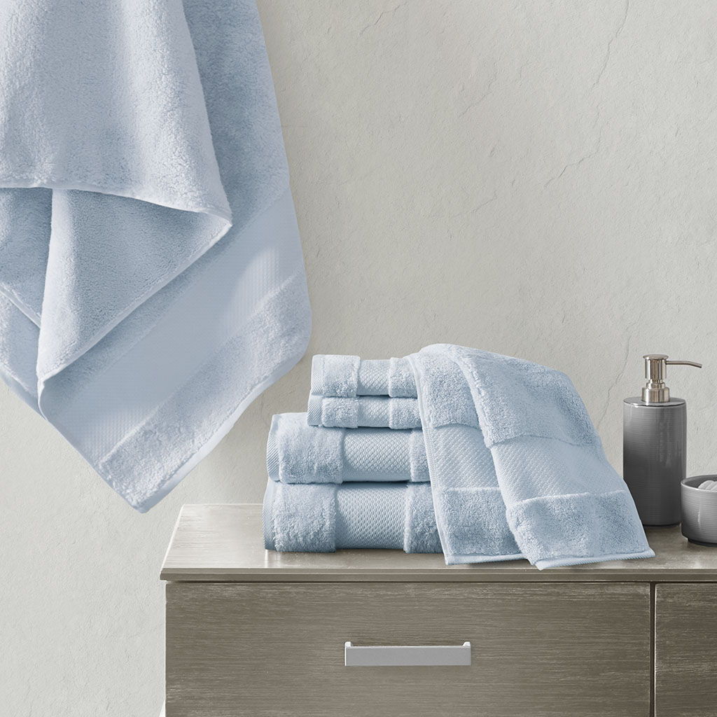 Turkish - 6 Piece Bath Towel Set - Light Blue