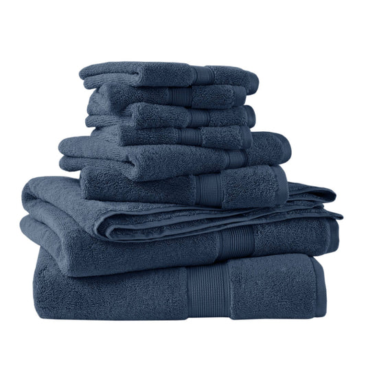 800GSM - 8 Piece Antimicrobial Towel Set - Dark Blue