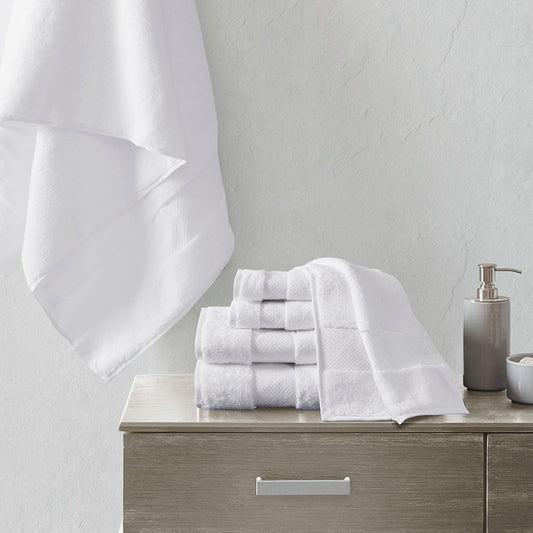 Turkish - 6 Piece Bath Towel Set - White