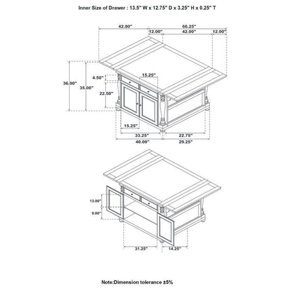 Slater - 2-Drawer Kitchen Island With Drop Leaves