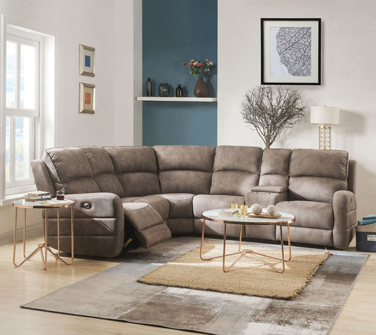 Olwen - Power Motion Sectional Sofa - Mocha Nubuck