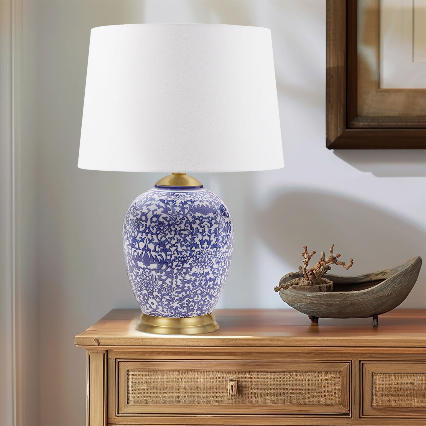 Mystique - Blue Ceramic Ginger Jar Table Lamp - Blue