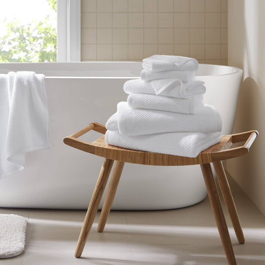 Diagonal Ribbed - 6 Piece Towels Set - White