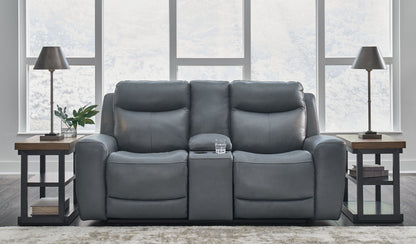 Mindanao - 2 Pc. - Power Reclining Sofa, Power Reclining Loveseat with Console - Steel