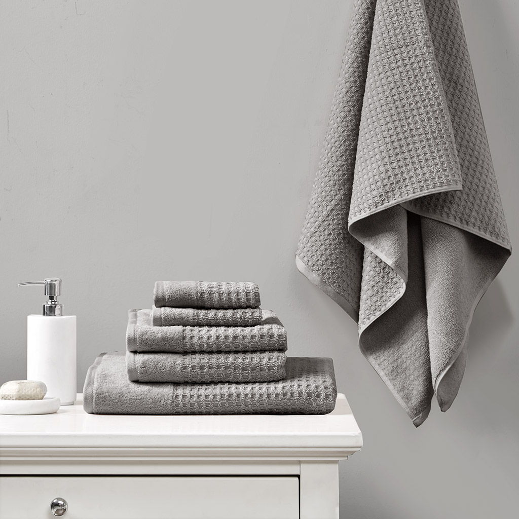 Spa - 6 Piece Jacquard Antimicrobial Towels Set - Charcoal