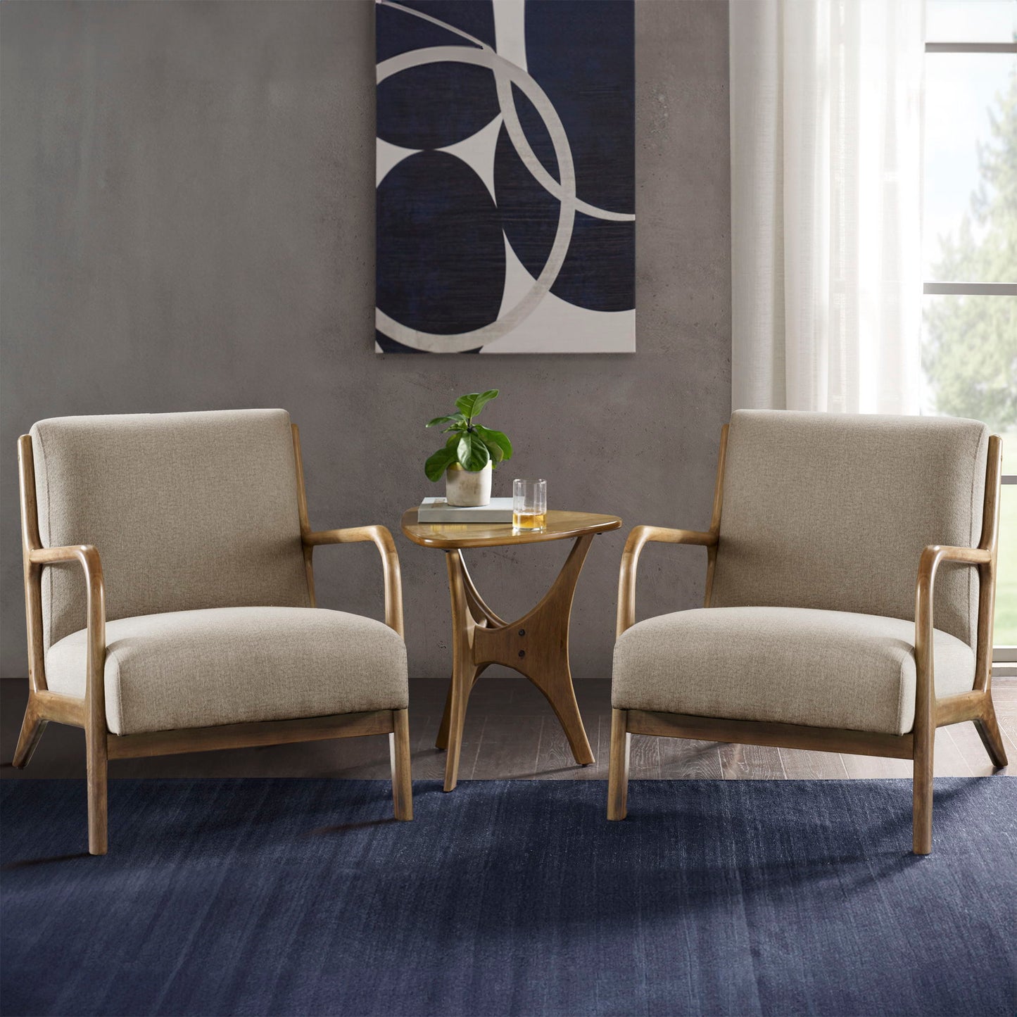 Novak - Mid-Century Modern Accent Armchair (Set of 2) - Taupe