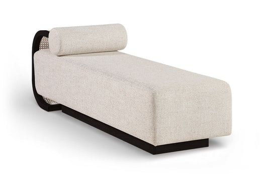 Zephyr - Linen Textured Fabric Upholstered Chaise - Painted Black Base