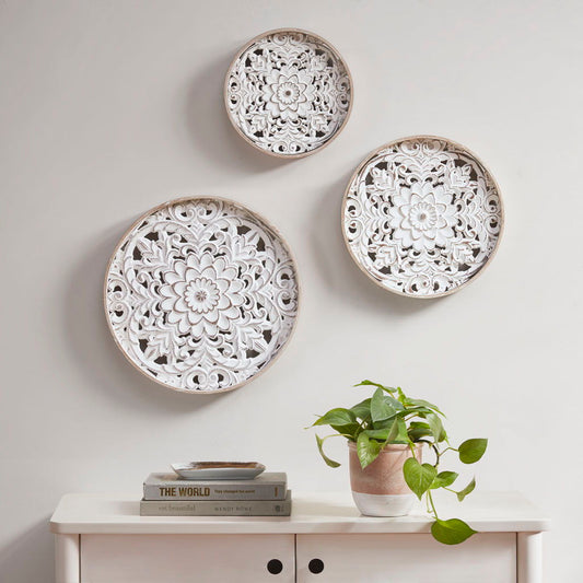 Medallion Trio Wall Decor (Set of 3) - Natural / White