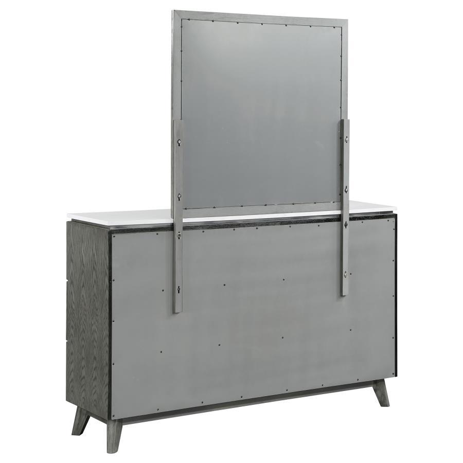 Nathan - 6-Drawer Dresser With Mirror - Gray