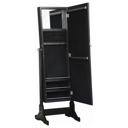 Cortez - Cheval Mirror With Jewelry Storage - Black