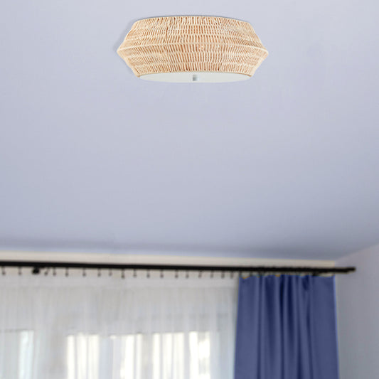 Mililani - Boho Bamboo Flush Mount Ceiling Light - Natural