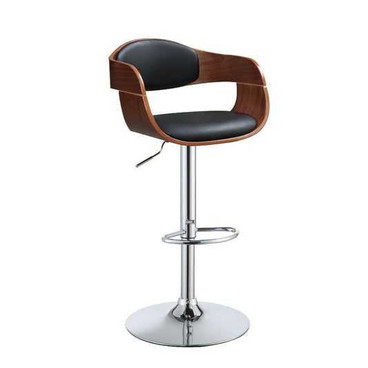 Camila - Stool - Black PU & Walnut - Metal - 44"