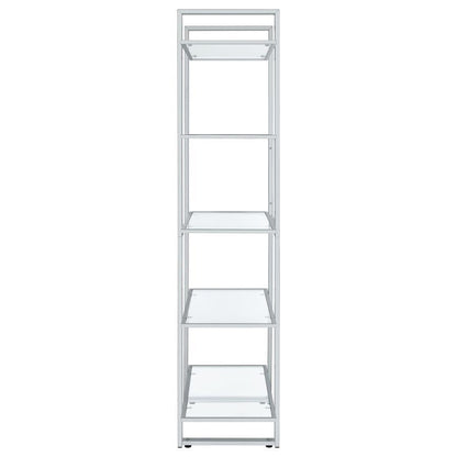 Hartford - 5-Shelf Glass Bookshelf - Chrome