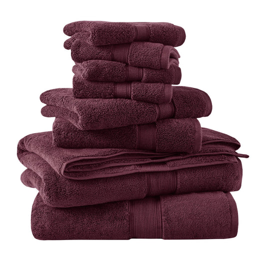 800GSM - 8 Piece Antimicrobial Towel Set - Burgundy