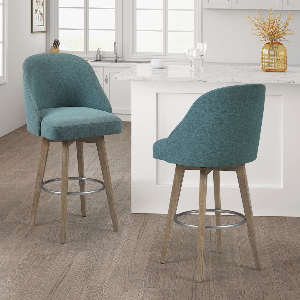 Pearce - Bar Stool With Swivel Seat - Blue