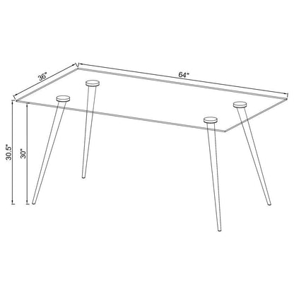 Gilman - Rectangular 64-inch Glass Top Dining Table