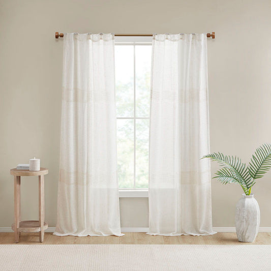 Aida - 84" Yarn Dye Sheer Window Panel Pair - Ivory