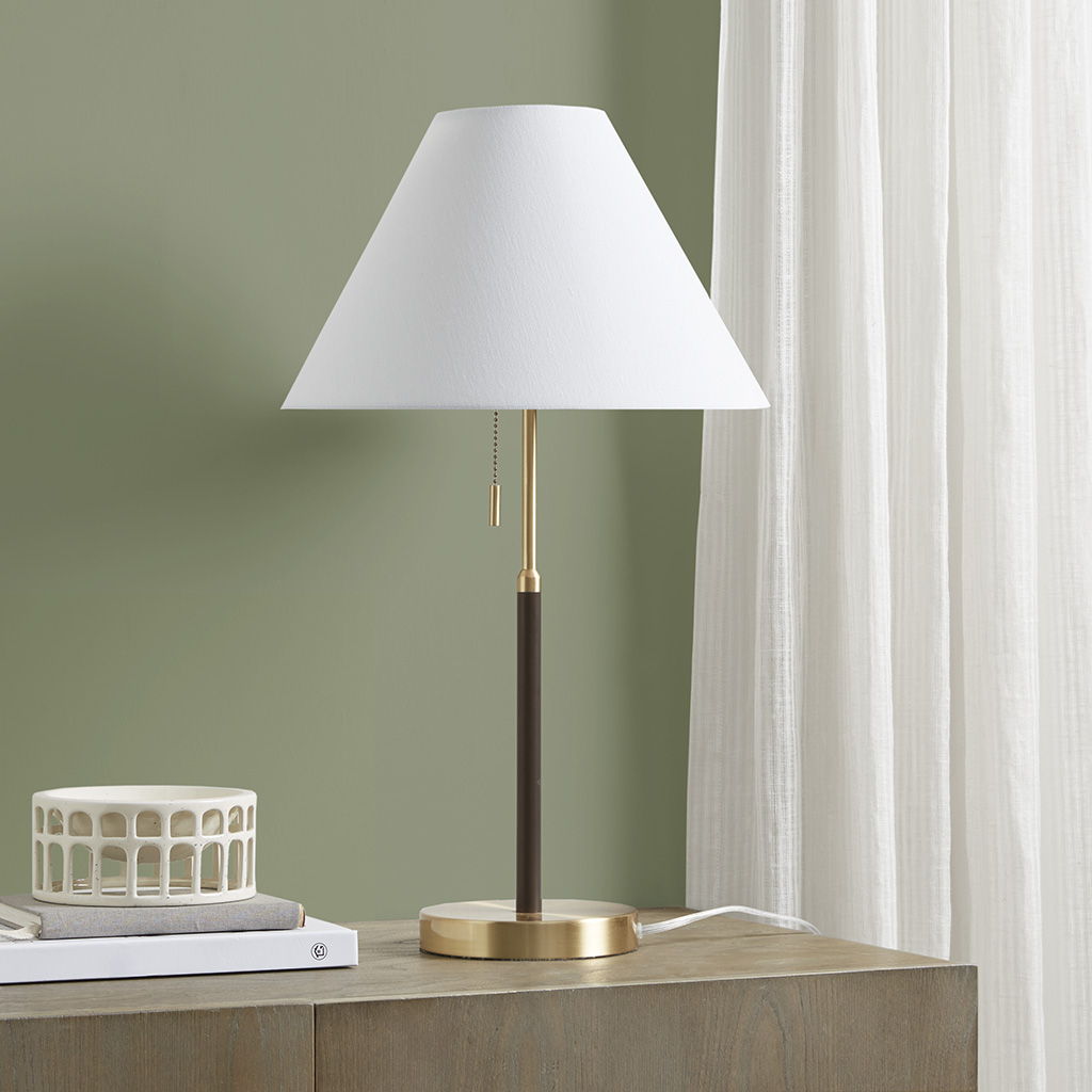 Bromley - Two Tone Pull-Chain Table Lamp - Gold/Brown