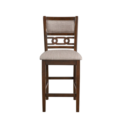 Gia - 3 Piece Dining Set (Counter Drop Leaf Table & 2 Chairs) - Cherry - Fabric