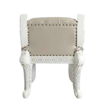 Vanaheim - Vanity Stool - Beige PU & Antique White Finish