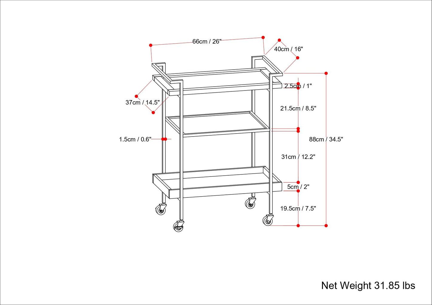 Jace - 26" Bar Cart - Cognac