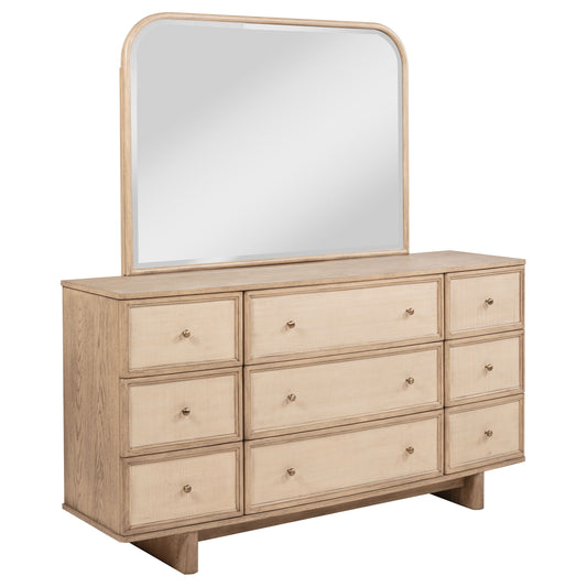 Kailani - 9-Drawer Dresser & Mirror - Beige Oak