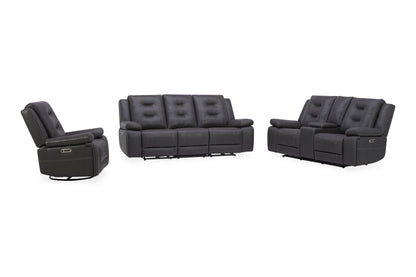 Caldwell - Power Console Loveseat - Tahoe Charcoal