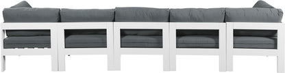 Nizuc - Outdoor Patio Modular Sofa 5 Seats - Grey - Fabric