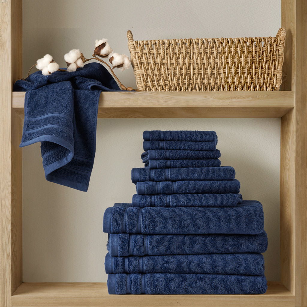 400GSM Essential Bundle Quick Dry 12 Piece Towel Set - Indigo
